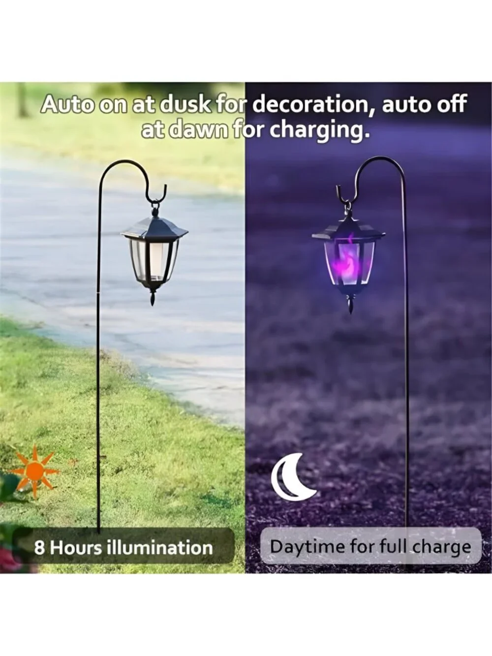 6 Pack Solar Halloween Flame Hanging Lights Outdoor, Flickering Flame LED